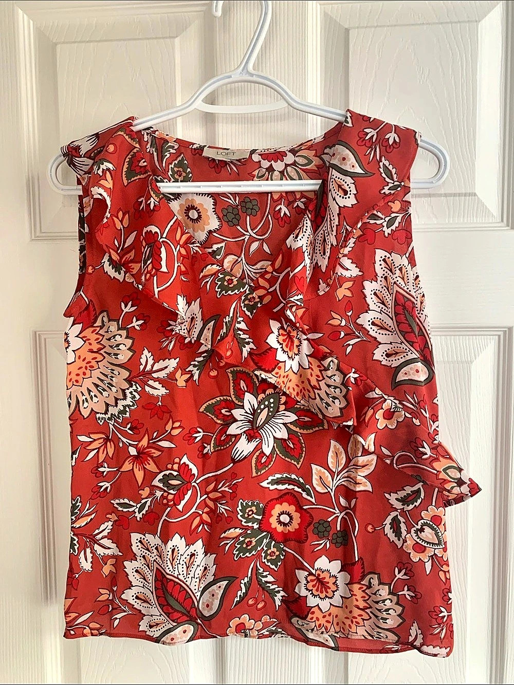 LOFT Outlet Floral Sleeveless Blouse in Red XXSP